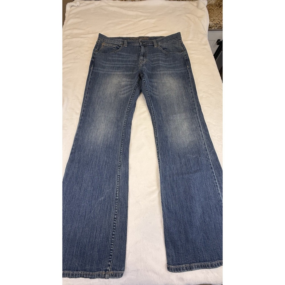 Cody James Mens 38x32 Boot Cut Blue Jeans Distressed Western Denim
